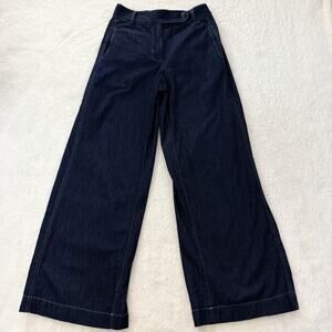 A Shirt Thing Sz Medium Blue High Waisted Wide Leg 100% Cotton Chambray Pant